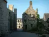 Locronan - Stone houses and part of the church