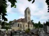 Luzarches - Bell tower and apse of the Saint-Côme and Saint-Damien church, and cemetery
