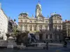 Lyon - Península: Terreaux plaza, la fuente y el ayuntamiento (alcaldía)