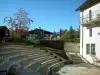 Megève - Terrace stairs, trees and houses of the winter and summer sports resort