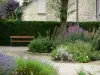 Milly-la-Forêt - Bench and plants in the herb garden