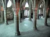 Mont-Saint-Michel - Inside of the Benedictine abbey: Merveille: columns of the Knights room (Scriptorium)
