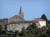 Montesquiou - Espadaña de la iglesia de San Martín, las casas de puertas fortificadas y Castelnau (pueblo)