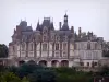 Montigny-le-Gannelon castle - Facade of the castle and trees, in the Loir valley