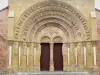 Morlaàs church - Carved portal of the Sainte-Foy Romanesque church; in Béarn