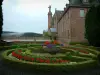 Mount Sainte-Odile - Convent terrace (monastery) decorated with flowerbeds and flowers