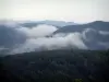 Mount Sainte-Odile - From the convent terrace (monastery), view of hills covered with forest and clouds