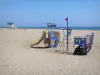 Narbonne-Plage - Playground for kids on the sand beach overlooking the Mediterranean sea