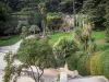 Nîmes - Fontaine garden (park): trees, shrubs, palms, alleys and lawns