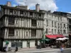 Niort - Facades of houses, half-timbered house, and café terrace of the old town