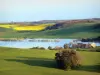 Paisajes de Aude - Lago Ganguise o retención de la tarima, rodeado de prados