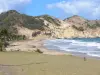 Paisajes de Guadalupe - El Saintes - Isla de Terre -de - Haut : vista a la playa y al mar en Grand Anse olas
