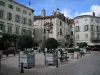 Périgueux - Arbustos en maceta y los edificios de la ciudad