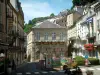 Plombières-les-Bains - Garden decorated with flowers and houses with forged iron balconies in the hydropathic city (resort)