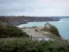 Pointe du Grouin - Du sentier, vue sur la côte rocheuse et les landes