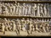 Poitiers - Saint-Pierre cathedral of Gothic style: sculptures of the tympanum of the central portal