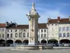 Pont-à-Mousson - Arcaded houses and fountain of Place Duroc