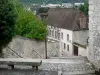 Provins - Stone bench with a view of the rooftops of the city