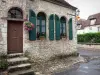 Provins - Stone house with green shutters decorated with flowers