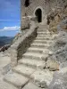 Quéribus castle - Stairs and door to the third enclosure; in the Corbières