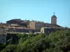 Ramatuelle - Árboles, casas y la torre de la iglesia de la aldea