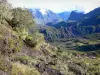 Réunion National Park - Panorama of the Mafate cirque from the climb to the Taïbit pass