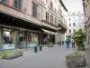 Rodez - Facades of houses and shops of Rue d'Armagnac street