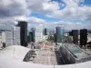 Roof of the Grande Arche in La Défense - View of buildings in the La Défense district and Paris from the roof of the Grande Arche