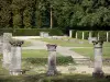 Royaumont abbey - Remains (ruins) of the church: fragments of columns and capitals