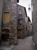 Saint-Bonnet-le-Château - Narrow paved street lined with stone houses