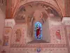 Saint-Chef frescoes - Inside the abbey church: Saint-Clément chapel; Roman frescoes and stained glass windows