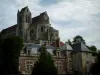Saint-Leu-d'Esserent church - Trees, residence and Benedictine abbey church