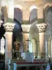 Saint-Menoux church - Inside the Saint-Menoux Romanesque church: carved choir