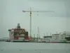 Saint-Nazaire - Port: pond and Chantiers de l'Atlantique construction site (shipbuilding)