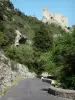 Sainte-Beaume gorges - Saint-Montan castle overlooking the gorges road