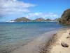 Les Saintes - View of the sea and the hills of the island of Terre-de-Haut from the beach of the Devant cove