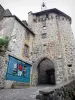 Salers - Door of the Belfry, vestige of the ancient medieval rampart, and tower of the Clock