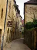 Sarlat-la-Canéda - Narrow street lined with stone houses, in Périgord