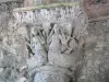 La Sauve-Majeure abbey - Carved capitals of the abbey church: sirens-fish 