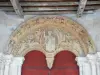 Sauveterre-de-Béarn - Église Saint-André : tympan sculpté du portail représentant le Christ en Majesté