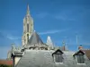 Senlis - Daken van huizen en de toren met daarboven een pijl (gotische architectuur) van de Notre Dame