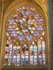 Sens - Inside Saint-Étienne cathedral: stained glass windows in the rose window of the south transept