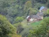 Sioule gorges - Stone houses surrounded by trees