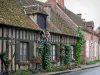 Sologne - Brick half-timbered house decorated with flowers