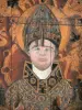 Souvigny priory - Insite the Saint-Pierre et Saint-Paul priory church: relic cabinet : portrait of St. Odilon