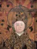 Souvigny priory - Insite the Saint-Pierre et Saint-Paul priory church: relic cabinet : portrait of St. Mayeul