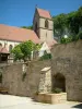 Sundgau - Fontein en de kerk van het dorp Ferrette
