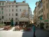 Toulon - Square with café terrace, shops and houses