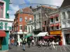 Tourcoing - Pedestrian street, houses, shops and café terrace