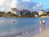 Les Trois-Îlets - View of the buildings of the Pointe du Bout from the beach of Anse Mitan